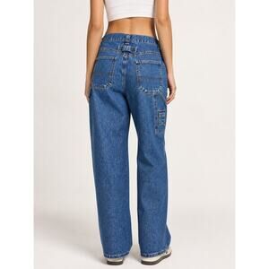 Vintage Riveted by Lee Carpenter Jeans 8 M 90s Y2K Skater Wide Leg 100% Cotton